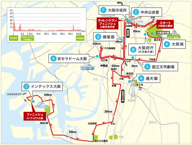 大阪マラソン2014コース画像